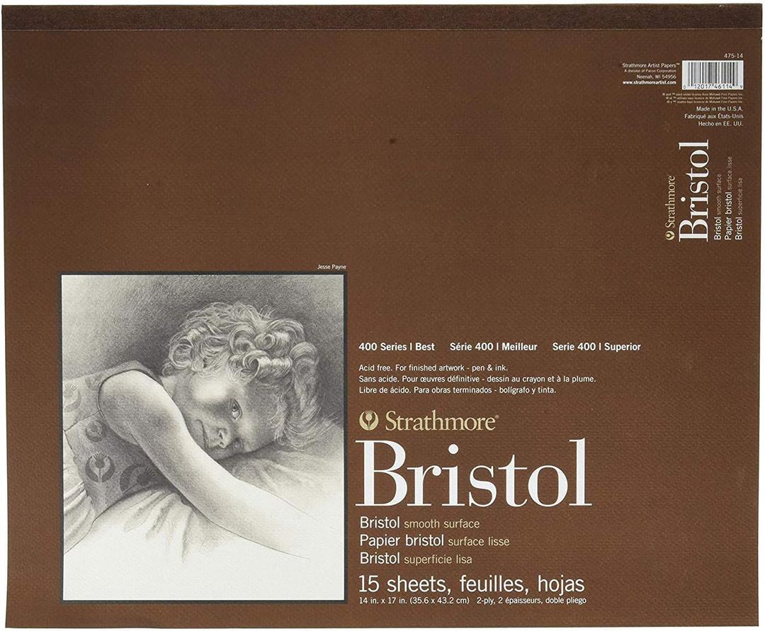 Strathmore 400 Series Bristol, 2-Ply Smooth, 14"x17" Tape Bound, 15 Sheets