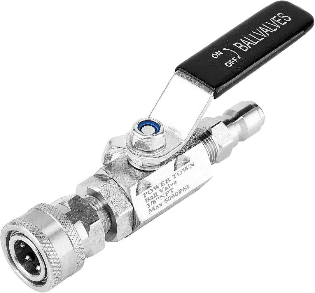 Ball Valve Pressure Washer, 3/8 Inch Quick Connect 5000 PSI, Shut Off Valve for High Pressure Washer Hose, Stainless Steel