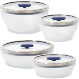 Anyday 8-Pc Microwave Cookware & Glass Food Storage Set with Glass Lids | Plastic-Free Containers | Stackable Airtight Steamer with Vented Lid for Microwave-Safe Reheating & Steaming Vegetables, Rice, 8-Piece