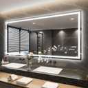 Keonjinn 84" x 40" Lighted Mirrors for Bathroom Wall with Bluetooth Speaker, Frontlit & Backlit LED Bathroom Mirror, Large Bluetooth Mirror Bathrooms, Tempered Glass, Dimmable3 Color Lights, UL-Listed