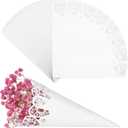 GWHOLE 100 Pcs Wedding Confetti Cones, Heart Paper Petal Cone for Wedding Party, White