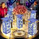 12 Pcs Graduation Table Centerpieces Boxes Class of 2026, Blue Graduation Paper Lanterns Boxes with String Lights Hollow Out for Congrats Grad School College Table Decorations Grad Party Photo Props