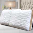 Memory Foam Pillows Standard Size Set of 2, Medium Firm Pillow for Sleeping, Orthopedic Bed Pillow for Side, Back Sleepers, Ventilated Gel Foam Pillow with Washable Cover, 23.6" x 15.7"x 5.1"