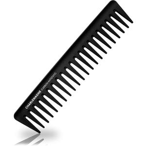 Charlemagne Carbon Hair Comb for Men - 19 cm, Coarse Teeth - Antistatic, Shatterproof Carbon Wide Tooth Comb for Curls & Texture Detangling - Developed by Barbers, Designed in Germany (19 Cm Wide Tooth Comb)