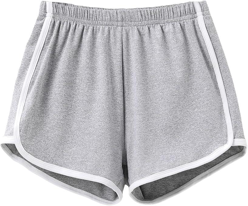 SweatyRocks Girl's Running Athletic Shorts Sport Workout Gym Casual Dolphin Shorts (Light Grey), Medium