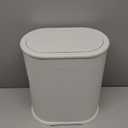 1.8 Gallon Bathroom Trash Can with Lid, Small White Stainless Steel Press Top Garbage Can, Removable Inner Bucket, Includes 60 Trash Bags