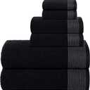 Belizzi Home 100% Cotton Ultra Soft 6 Pack Towel Set, Contains 2 Bath Towels 28x55 inchs, 2 Hand Towels 16x24 inchs & 2 Washcloths 12x12 inchs, Compact Lightweight & Highly Absorbant - Black