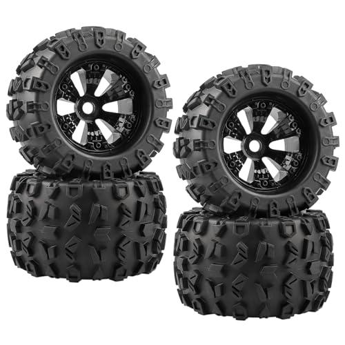 Acekeeps 4-Pack 1/8 Monster Truck Tires 3.8 Tires Mounted 17mm Hex Solid 6-Spoke Wheels OD 170mm for 1/8 Arrma 6S Traxxas Summit ERveo Redcat HPI JLB Cheetah RC Off-Road Car (Front and Rear)