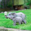 Solar Elephant Statues Lights for Outdoors Garden Decor, Large Outdoor Elephant Statues, Modern Elephant Resin Statue Decorations with Color-Changing Bulb, Unique Housewarming Gifts for Mom, Women