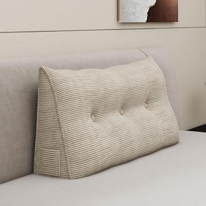Triangular Headboard Corduroy Wedge Pillows for Sitting Up in Bed Rest Adult，Upholstered Reading Bolster Pillow for Daybed Sofa Couch Back Cushions Lumbar Body Support Dorm（Twin，Camel）, Twin:39x8x20''