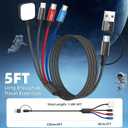 Travel Essentials Dual Type-C Port 4 in 2 Multi Charging Cable for iWatch Charger/iPhone17/IP, Cruise Essentials 2026, USBA/USBC Cable for iWatch Ultra/SE/11-2, iPhone17-8, GalaxyS26, Car- 2Pcs 5FT