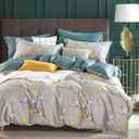 SLEEPBELLA Duvet Cover Set 600 Thread Count Cotton Bedding Set (Full, Grey Branch)