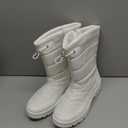 HYPOCRUTE Women's Warm Snow Boots with Fur Lined Black and White Wide Winter Boots Water-resistant Mid Calf Boots for Hiking,Working,Outdoors (8)