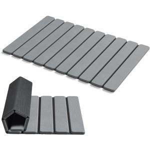 AWW Foldable Stone Bath Mat, Quick Dry Diatomaceous Earth Bath Mat with Non-Slip Mat, Super Absorbent, Easy to Clean, Compact for Small Bathrooms, 23.6 x 15.5, Grey