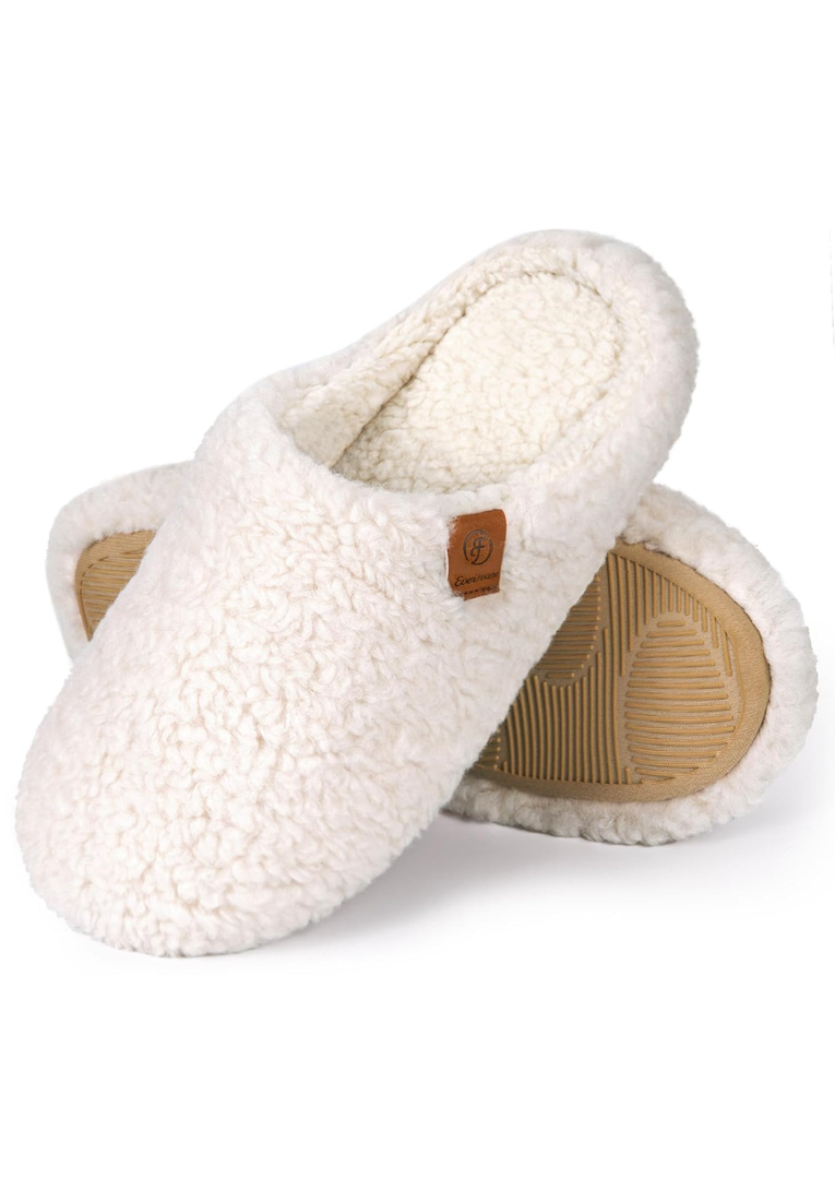 EverFoams Women's Fuzzy Slip-on Slippers Soft Comfy Memory Foam Indoor House Shoes 7-8