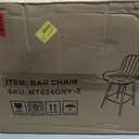 Counter Height Bar Stools, Modern Velvet Barstools Set of 2 with Black Legs and Fabric Seat and Back for Kitchen Island, Grey.