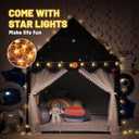 Wilwolfer Space Kids Tent Indoor: with Mat, Star Lights - Kids Play Tent Space Toys - Bedroom Decorations Astronaut Rocket Ship (Black)