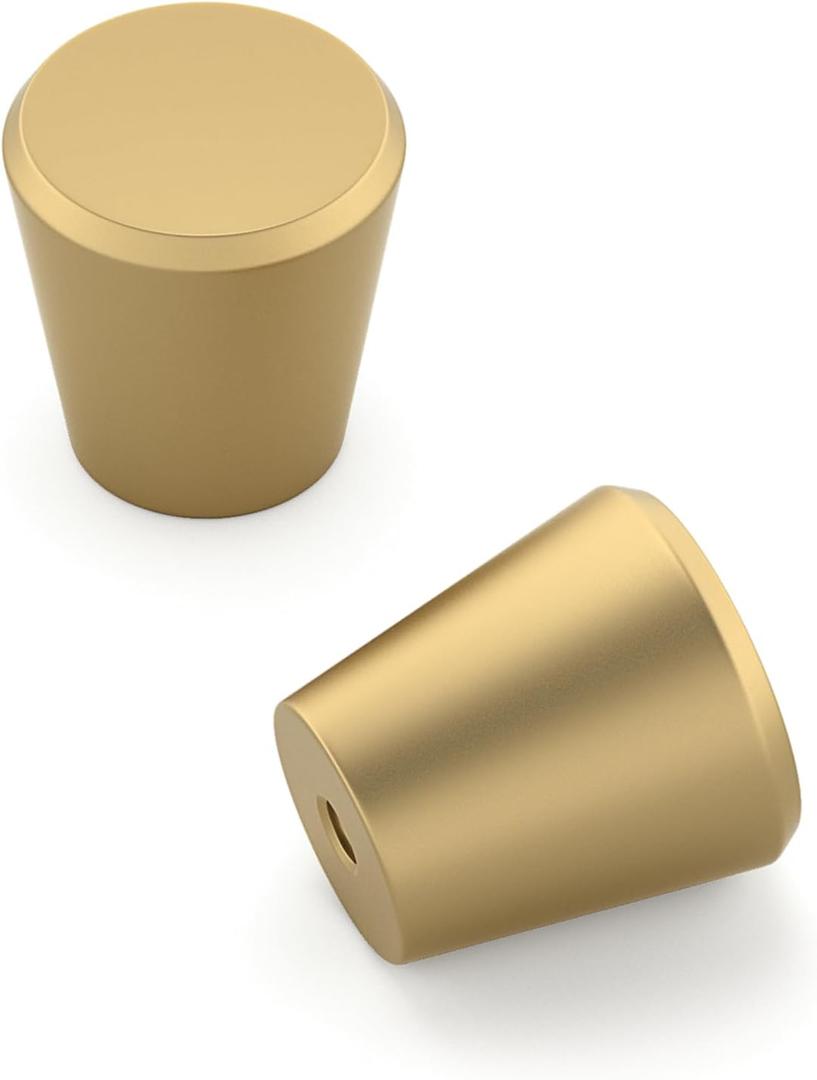 homdiy 5 Pack Brushed Brass Cabinet Knobs Gold Dresser Drawer Round Knobs for Kitchen Cabinet Hardware (Matte Gold)