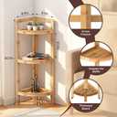 2026 New Bamboo Standing Shelf, 3 Tier Corner Shelf Stand, Free-Standing Shelf Units, Triangular Curved Corner Shelf Stand for Space-Saaving Display Ideal for Bathroom/Kitchen/Living Room Storage