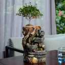 GOSSI Indoor Fountain Decorative 5-Tier Rockery Tabletop Fountains with a Small Plastic Pot to Grow The Plant by Yourself (Auto Watering) (22021)