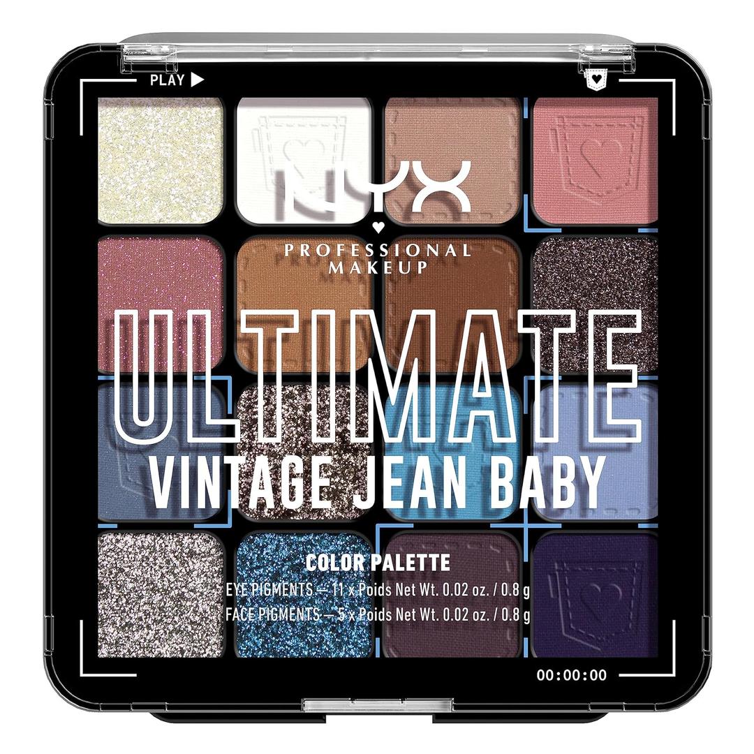 NYX PROFESSIONAL MAKEUP, Ultimate Shadow Palette, Eyeshadow Palette - Vintage Jean Baby, 0.02 Ounce (Pack of 1)