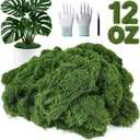 MGLIFEUL 12OZ Artificial Fake Moss for Crafts Plants Indoor with Non-Stick Gloves and TweezersPreserved Green Plant Faux Craft Moss Musgo for Fairy Garden Indoor Outdoor Home Decorating Model Making