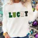 SELINK Women's Valentines Sweater Crew Neck XOXO Heart Print Casual Long Sleeve Pullover Tops Sweaters (White, M)