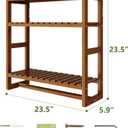 Galood Over The Toilet Storage Bathroom Shelves Wall Mounted 3 Tier Space Saver Corner Shelf Organizer Bamboo Towel Rack Toilet Paper Cabinet with Hanging Rod Brown