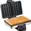 Hamilton Beach Belgian Mini Waffle Maker with Shade Control, Makes 2 at Once, Create Personalized Keto Chaffles and Hash Browns, PFAS-Free Non-Stick Plates, Compact Design, Stainless Steel (26009)