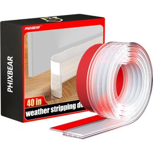 2 x Silicone Door Draft Stopper, Phixbear Transparent Weather Stripping Door Seal, Exterior Door Draft Stopper Heavy Duty Adhesive, Suitable for Windproof, Warmth and Sound Insulation Under Doors 2" x 39"