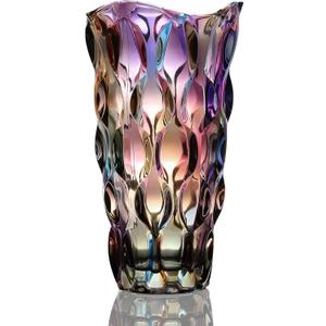 9.5" High Thickened Colorful Glass Flower Vase for Home Decor, Dining Wedding Table Office Holiday Party Centerpiece Decoration