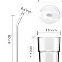 13oz Glass Tumbler with Straw and Lid, Leak Proof Iced Coffee Cup, Thick Wall BPA Free Drinking Glass Water Cups for Iced Coffee, Matcha, Smoothie and Travel-(Clear-2pack)