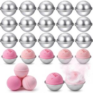 Patelai 16 Pcs Metal Bath Bomb Molds 6 Cm/ 2.4 Inch, EasyRelease Soap Mold & Bath Bombs Press for DIY Making Supplies, Ideal Gift for Spa Handmade Crafts