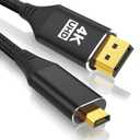 4K Micro HDMI to DP Cable 10FT, High Speed Uni-Directional 4K@60Hz/2K@120Hz Micro HDMI to Displayport Cord, Support Camera, Laptop, Tablet, Paid, Graphics/Video Card, Raspberry Pi Zero W