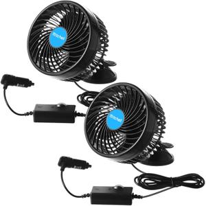 2 Pcs 360 Degree Car Fan 6'' 12v Fan Car Window Fan Portable Car Seat Fan Car Cooling Fan with Stepless Speed Regulation and Cigarette Lighter Plug for SUV,Vehicles, Buses (Suction Cup)