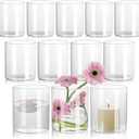 12Pcs Glass Cylinder Vase for Centerpieces 5 Inch Clear Flower Vases Bulk, Glass Hurricane Candle Holder Small Floral Vases for Table, Floating Candle Vase for Wedding Home Décor