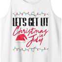 Let's Get Lit Funny Christmas In July Graphic Tank Top (Medium)