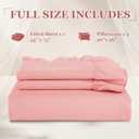 KKJIAF Full Fitted Bed Sheets with 2 Ruffle Pillowcases, Brushed Microfiber Fitted Sheet with 16 Inches Deep Pocket, Comfy Breathable Bed Sheets, Light Pink (No Flat Sheet)
