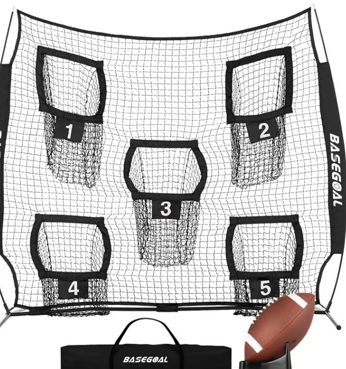 FOOTBALL THROWING NET WITH 5 TARGET POCKETS 8X8FT & 7X7FT OPTIONS