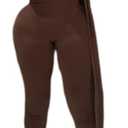ksotutm Sexy Bodycon Halter Deep V Neck Backless Long Jumpsuits Romper Slim Casual Workout Club Pants One Piece Outfits (Medium, Brown)