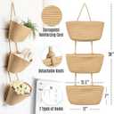3-Tier Over the Door Hanging Basket (Set of 2) Adjustable, Detachable Woven Storage Baskets with Wall and Door Hooks - Decorative Boho Organizer for Nursery, Playroom, Bedroom, Kitchen, Apartment