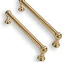 2 Pack 5 Inch Solid Kitchen Cabinet Handles Brushed Brass Heavy Duty Cabinet Pulls Satin Brass Drawer Pulls Cabinet Hardware Kitchen Handles for Cabinets Cupboard Handles