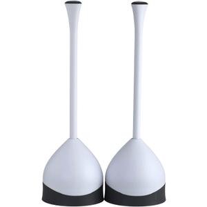 Clorox Toilet Plunger with Hideaway Caddy, Set of 2 for Bathroom Organization and Storage, Bathroom Accessories, Toilet Unclogged, with Holder, White