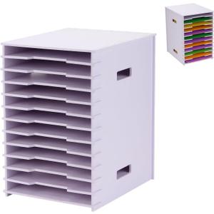 Scrapbook Paper Organizer 8.5'' x 11'', 12 Tier File Sorter Storage, White Cardstock Paper Sorter Storage Rack, Document Holder Desktop Scrapbook Organizer Cube for Home Office School