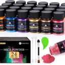 CHANGTIKEJI Mica Powder，24 Colors - 10g/ Bottle of Natural Pigment Powder for Epoxy Resin，Soap Making，Candle Making, Lip Gloss, Car Freshies, Dye, Nail Polish, Bath Bombs