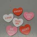 Valentines Day Decorations 6 PCS, Wooden Conversation Heart Decor for Home Table,Red White Pink Candy Heart Signs Centerpiece for Indoor Office Tiered Tray Fireplace,Valentine Gift for Couples Wedding