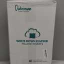 Oubonun 20 x 20 Down Feather Throw Pillow Inserts - Fluffy and Plush Odor-Free Fill - 100% Breathable Cotton Fabric for Couch Sofa Bed, White, Pack of 2