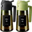 2PCS Olive Oil Dispenser and Oil Sprayer  16oz/470ml Glass Light-Proof Oil Pourer for Kitchen, Air Fryer, Cooking, Salad, and BBQ (Black&Green)