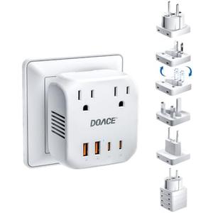 Upgraded 2000W Voltage Converter US to Europe for Hair Dryer - 220V to 110V Converter for European Travel, Power Converter Adapter Combo with 2 PD/QC & UK/AU/US/IT/European Travel Plug Adapters