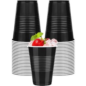 WYTAOHZL 50 Pack Black Plastic Cups 16 OZ Black Disposable Cups for Party Drinking Cup Disposable Cup for Wedding Parties Picnic